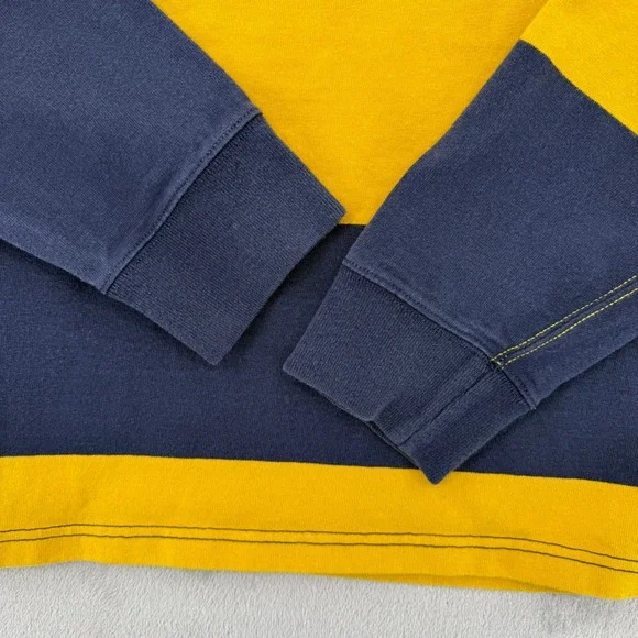 Vintage Polo Ralph Lauren Custom Fit Rugby Shirt Navy Yellow Striped Mens XL - Picture 5 of 15